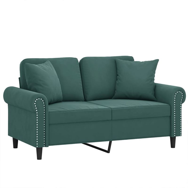 Casa si Gradina - Mobilier - Canapele si coltare - Canapele - Canapea cu 2 locuri cu pernute, verde inchis, 120 cm, catifea - Infinity.ro