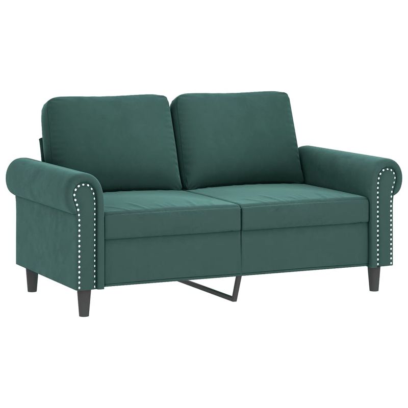 Casa si Gradina - Mobilier - Canapele si coltare - Canapele - Canapea cu 2 locuri cu pernute, verde inchis, 120 cm, catifea - Infinity.ro