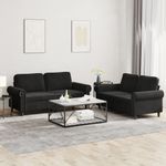 Casa si Gradina - Mobilier - Seturi de mobilier - Seturi living - Set de canapele cu perne, 2 piese, negru, catifea - Infinity.ro