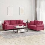 Casa si Gradina - Mobilier - Seturi de mobilier - Seturi living - Set canapele cu perne, 2 piese, rosu vin, catifea - Infinity.ro