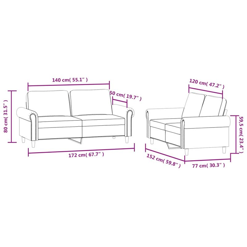 Casa si Gradina - Mobilier - Seturi de mobilier - Seturi living - Set de canapele cu perne, 2 piese, negru, catifea - Infinity.ro
