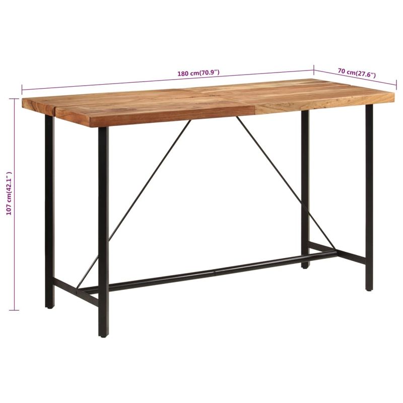 Casa si Gradina - Mobilier - Mese si birouri - Mese bucatarie si dining - Masa de bar 180x70x107 cm, lemn masiv de acacia si fier - Infinity.ro