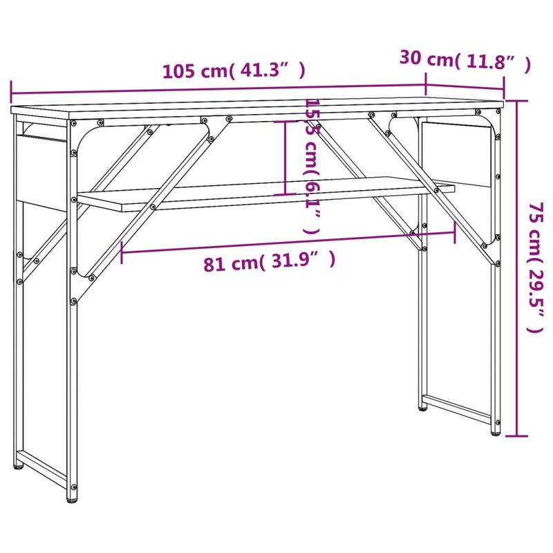 Casa si Gradina - Mobilier - Comode si corpuri - Console - Masuta consola cu raft stejar sonoma 105x30x75cm lemn prelucrat - Infinity.ro
