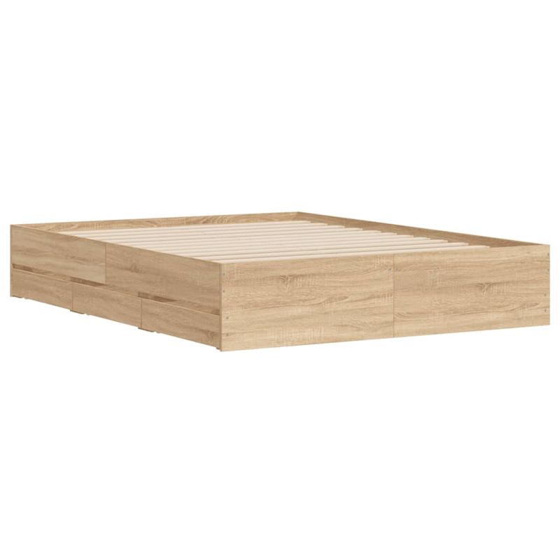 Casa si Gradina - Mobilier - Paturi si accesorii - Paturi - Cadru de pat cu sertare stejar sonoma 140x200 cm lemn prelucrat - Infinity.ro
