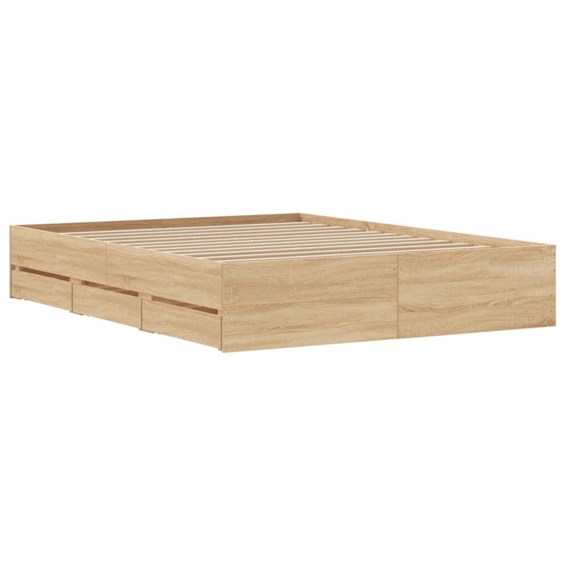 Casa si Gradina - Mobilier - Paturi si accesorii - Paturi - Cadru de pat cu sertare stejar sonoma 140x200 cm lemn prelucrat - Infinity.ro