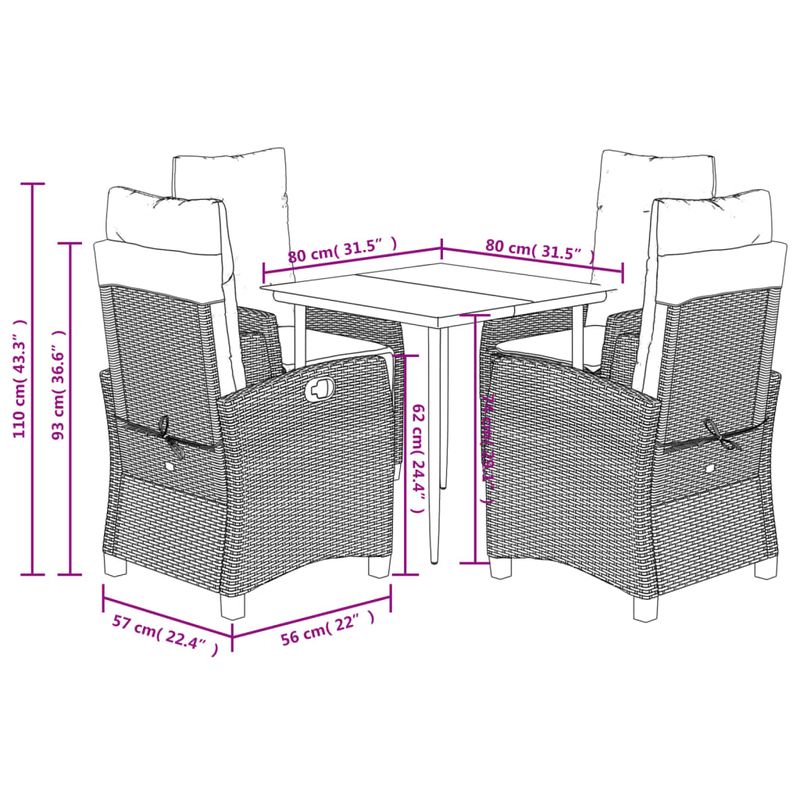 Casa si Gradina - Gradina si terasa - Mobilier exterior - Seturi mobila gradina - Set mobilier de gradina cu perne, 5 piese, gri, poliratan - Infinity.ro