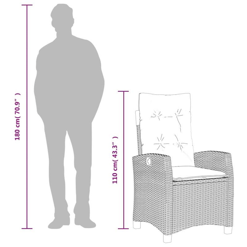 Casa si Gradina - Gradina si terasa - Mobilier exterior - Scaune si sezlonguri gradina - Scaune de gradina rabatabile cu perne, 2 buc., negru, poliratan - Infinity.ro