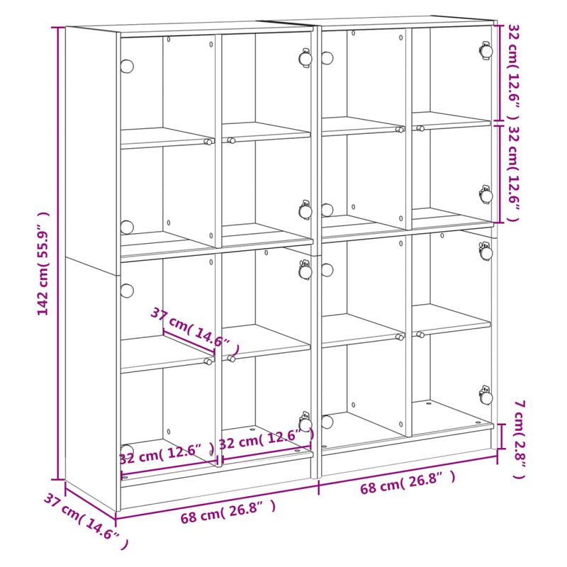 Casa si Gradina - Mobilier - Biblioteci si rafturi - Biblioteci - Biblioteca cu usi stejar fumuriu 136x37x142 cm lemn compozit - Infinity.ro
