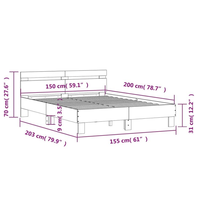 Casa si Gradina - Mobilier - Paturi si accesorii - Paturi - Cadru de pat cu tablie stejar sonoma 150x200 cm lemn prelucrat - Infinity.ro