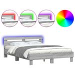 Casa si Gradina - Mobilier - Paturi si accesorii - Paturi - Cadru de pat cu tablie si LED, gri sonoma, 140x190 cm - Infinity.ro