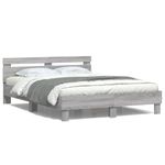 Casa si Gradina - Mobilier - Paturi si accesorii - Paturi - Cadru de pat cu tablie si LED, gri sonoma, 140x190 cm - Infinity.ro