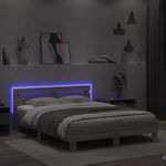 Casa si Gradina - Mobilier - Paturi si accesorii - Paturi - Cadru de pat cu tablie si LED, gri sonoma, 140x190 cm - Infinity.ro
