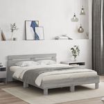 Casa si Gradina - Mobilier - Paturi si accesorii - Paturi - Cadru de pat cu tablie si LED, gri sonoma, 140x190 cm - Infinity.ro