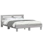 Casa si Gradina - Mobilier - Paturi si accesorii - Paturi - Cadru de pat cu tablie si LED, gri sonoma, 140x190 cm - Infinity.ro