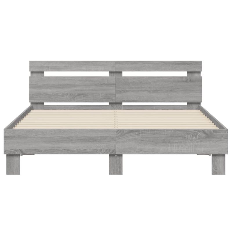 Casa si Gradina - Mobilier - Paturi si accesorii - Paturi - Cadru de pat cu tablie si LED, gri sonoma, 140x190 cm - Infinity.ro