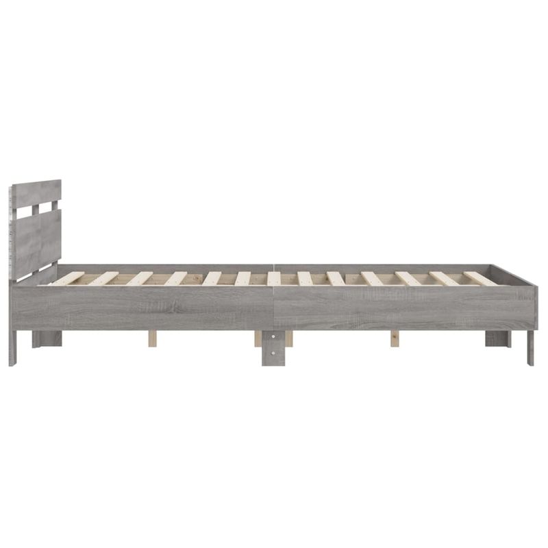 Casa si Gradina - Mobilier - Paturi si accesorii - Paturi - Cadru de pat cu tablie si LED, gri sonoma, 140x190 cm - Infinity.ro