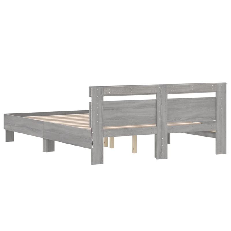 Casa si Gradina - Mobilier - Paturi si accesorii - Paturi - Cadru de pat cu tablie si LED, gri sonoma, 140x190 cm - Infinity.ro