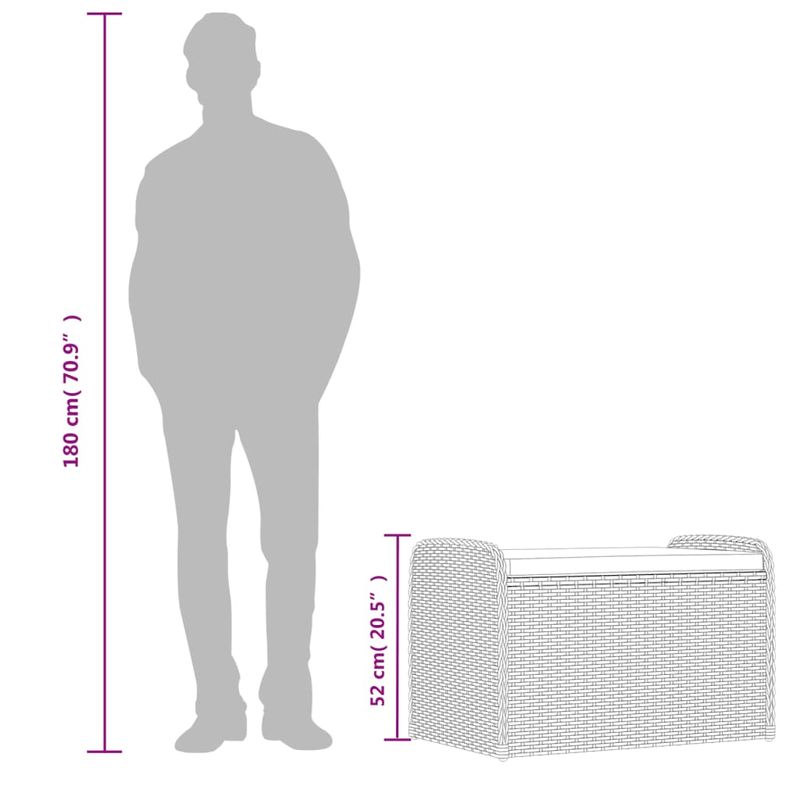 Casa si Gradina - Gradina si terasa - Mobilier exterior - Bancute de gradina - Banca de depozitare cu perna, maro, 80x51x52 cm, poliratan - Infinity.ro