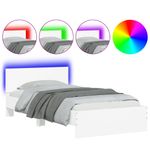 Casa si Gradina - Mobilier - Paturi si accesorii - Paturi - Cadru de pat cu tablie si lumini LED, alb, 100x200 cm - Infinity.ro