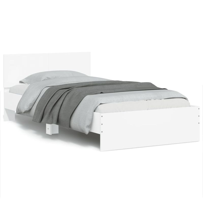 Casa si Gradina - Mobilier - Paturi si accesorii - Paturi - Cadru de pat cu tablie si lumini LED, alb, 100x200 cm - Infinity.ro