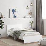 Casa si Gradina - Mobilier - Paturi si accesorii - Paturi - Cadru de pat cu tablie si lumini LED, alb, 100x200 cm - Infinity.ro