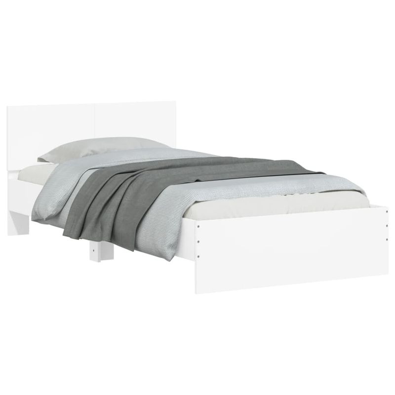 Casa si Gradina - Mobilier - Paturi si accesorii - Paturi - Cadru de pat cu tablie si lumini LED, alb, 100x200 cm - Infinity.ro
