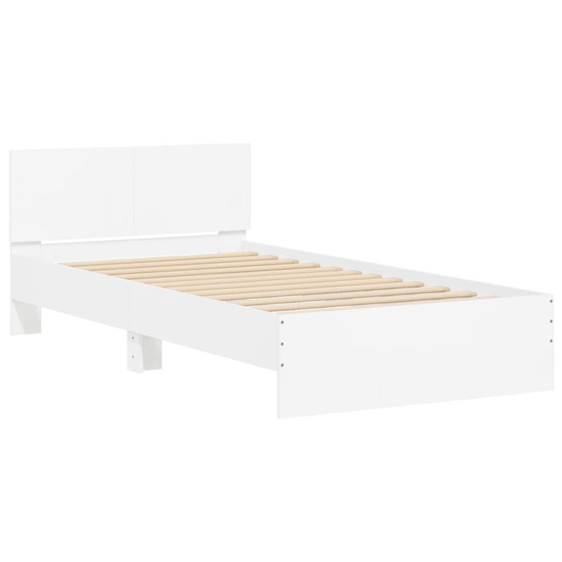 Casa si Gradina - Mobilier - Paturi si accesorii - Paturi - Cadru de pat cu tablie si lumini LED, alb, 100x200 cm - Infinity.ro