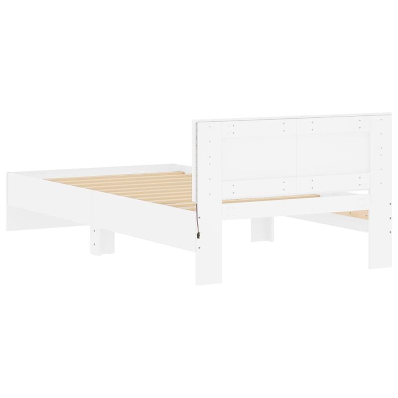 Casa si Gradina - Mobilier - Paturi si accesorii - Paturi - Cadru de pat cu tablie si lumini LED, alb, 100x200 cm - Infinity.ro