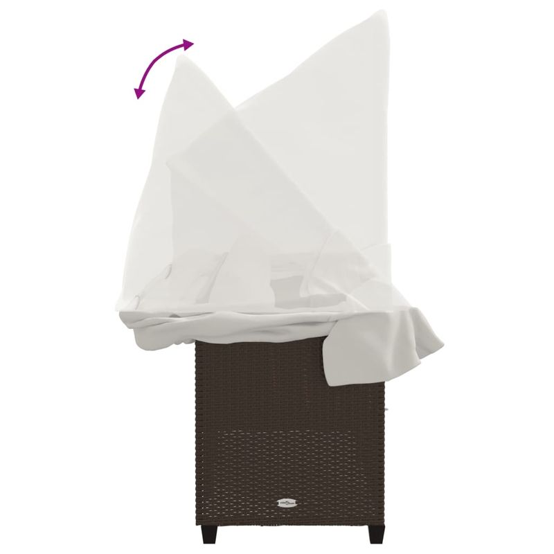 Casa si Gradina - Gradina si terasa - Mobilier exterior - Scaune si sezlonguri gradina - Sezlong cu baldachin si perne, maro, poliratan - Infinity.ro