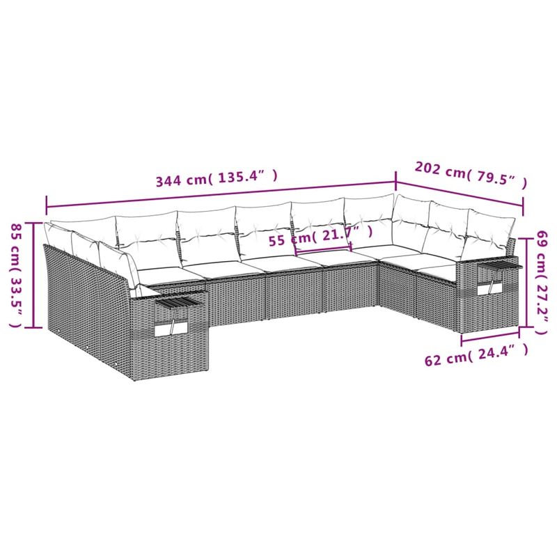 Casa si Gradina - Gradina si terasa - Mobilier exterior - Seturi mobila gradina - Set canapele de gradina cu perne, 10 piese, bej, poliratan - Infinity.ro