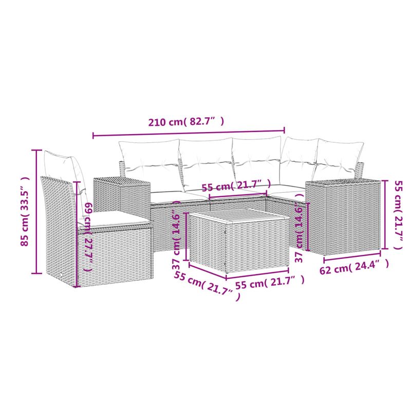 Casa si Gradina - Gradina si terasa - Mobilier exterior - Seturi mobila gradina - Set canapele de gradina cu perne, 6 piese, bej, poliratan - Infinity.ro