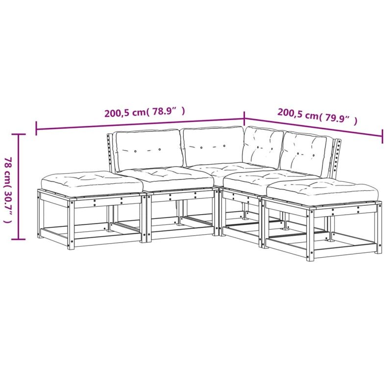 Casa si Gradina - Gradina si terasa - Mobilier exterior - Seturi mobila gradina - Set mobilier de gradina cu perne, 5 piese, lemn masiv douglas - Infinity.ro