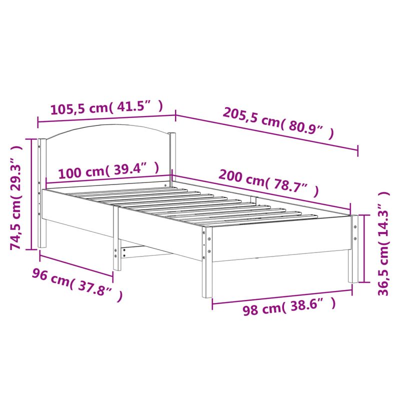 Casa si Gradina - Mobilier - Paturi si accesorii - Paturi - Cadru de pat cu tablie, maro ceruit, 100x200 cm, lemn masiv pin - Infinity.ro