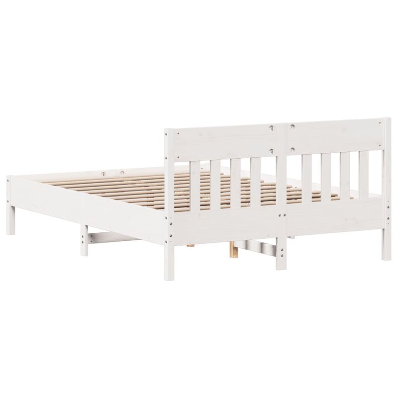 Casa si Gradina - Mobilier - Paturi si accesorii - Paturi - Cadru de pat cu tablie, alb, 150x200 cm lemn masiv pin - Infinity.ro