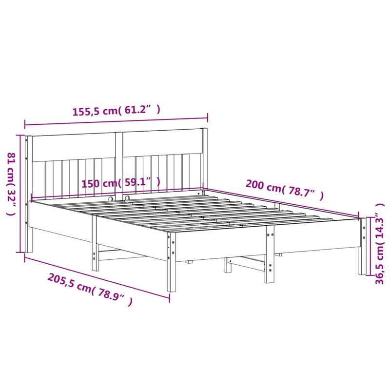 Casa si Gradina - Mobilier - Paturi si accesorii - Paturi - Cadru de pat cu tablie, alb, 150x200 cm lemn masiv pin - Infinity.ro