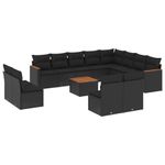 Casa si Gradina - Gradina si terasa - Mobilier exterior - Seturi mobila gradina - Set mobilier de gradina cu perne, 13 piese, negru, poliratan - Infinity.ro