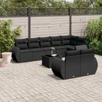 Casa si Gradina - Gradina si terasa - Mobilier exterior - Seturi mobila gradina - Set mobilier de gradina cu perne, 9 piese, negru, poliratan - Infinity.ro