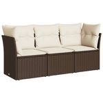 Casa si Gradina - Gradina si terasa - Mobilier exterior - Seturi mobila gradina - Set canapele de gradina cu perne, 3 piese, maro, poliratan - Infinity.ro