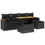 Casa si Gradina - Gradina si terasa - Mobilier exterior - Seturi mobila gradina - Set mobilier de gradina cu perne, 6 piese, negru, poliratan - Infinity.ro
