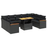 Casa si Gradina - Gradina si terasa - Mobilier exterior - Seturi mobila gradina - Set canapele de gradina cu perne, 10 piese, negru, poliratan - Infinity.ro