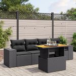 Casa si Gradina - Gradina si terasa - Mobilier exterior - Seturi mobila gradina - Set mobilier de gradina cu perne, 5 piese, negru, poliratan - Infinity.ro