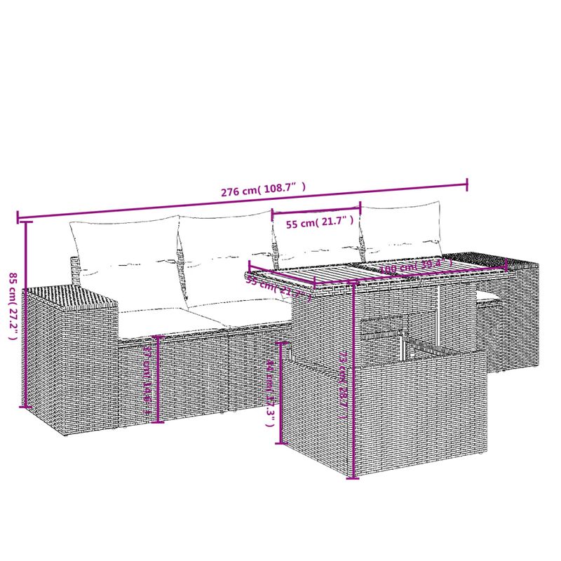 Casa si Gradina - Gradina si terasa - Mobilier exterior - Seturi mobila gradina - Set mobilier de gradina cu perne, 5 piese, negru, poliratan - Infinity.ro
