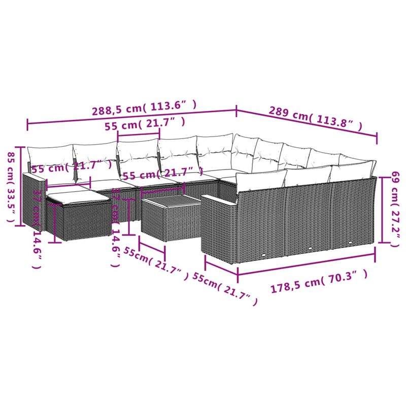 Casa si Gradina - Gradina si terasa - Mobilier exterior - Seturi mobila gradina - Set canapele de gradina, 13 piese, cu perne, bej, poliratan - Infinity.ro