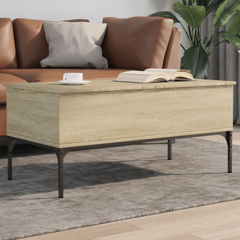 Casa si Gradina - Mobilier - Mese si birouri - Masute de cafea - Masuta cafea stejar sonoma 100x50x45 cm lemn prelucrat si metal - Infinity.ro