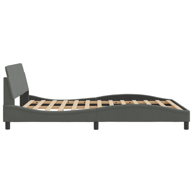 Casa si Gradina - Mobilier - Paturi si accesorii - Paturi - Cadru de pat cu tablie, gri inchis, 140x200 cm, textil - Infinity.ro