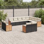 Casa si Gradina - Gradina si terasa - Mobilier exterior - Seturi mobila gradina - Set canapele de gradina, 12 piese, cu perne, negru, poliratan - Infinity.ro