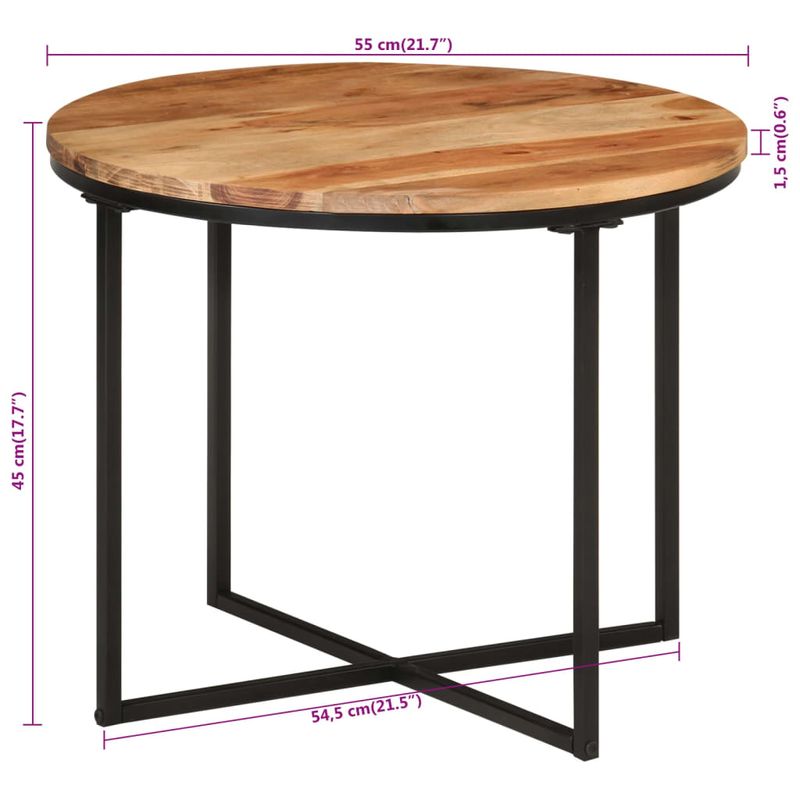 Casa si Gradina - Mobilier - Mese si birouri - Masute de cafea - Masuta de cafea, 55x55x45 cm, lemn masiv de acacia si fier - Infinity.ro