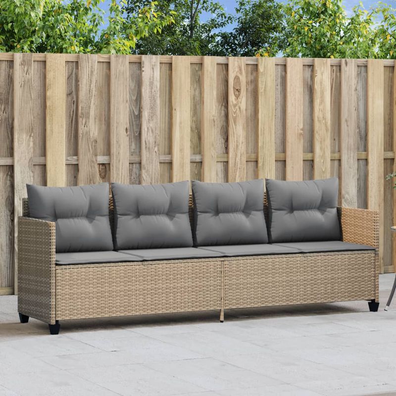 Casa si Gradina - Gradina si terasa - Mobilier exterior - Scaune si sezlonguri gradina - Sezlong cu perne din poliratan bej - Infinity.ro