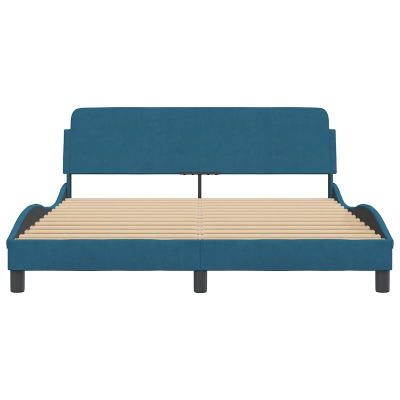 Casa si Gradina - Mobilier - Paturi si accesorii - Paturi - Cadru de pat cu tablie, albastru, 160x200 cm, catifea - Infinity.ro