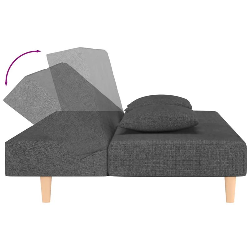 Casa si Gradina - Mobilier - Canapele si coltare - Canapele - Canapea extensibila cu 2 locuri, 2 perne, gri inchis, textil - Infinity.ro